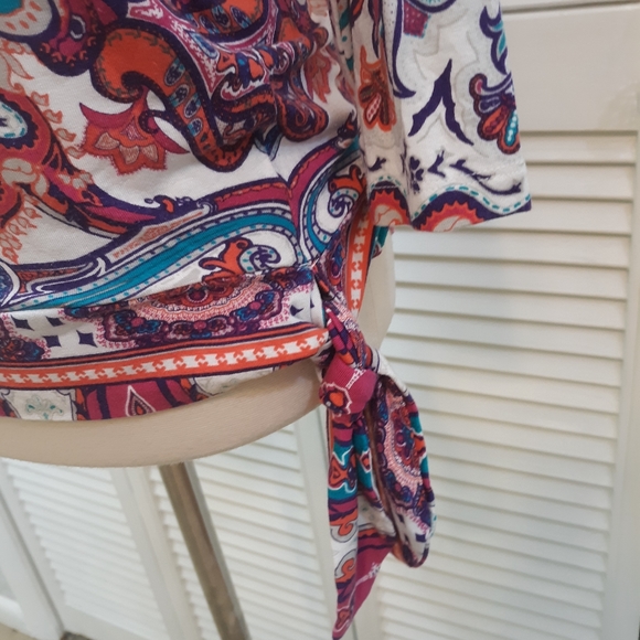 Chico's tie side blouse top sz 0 XS 4/6 *E - Picture 4 of 7